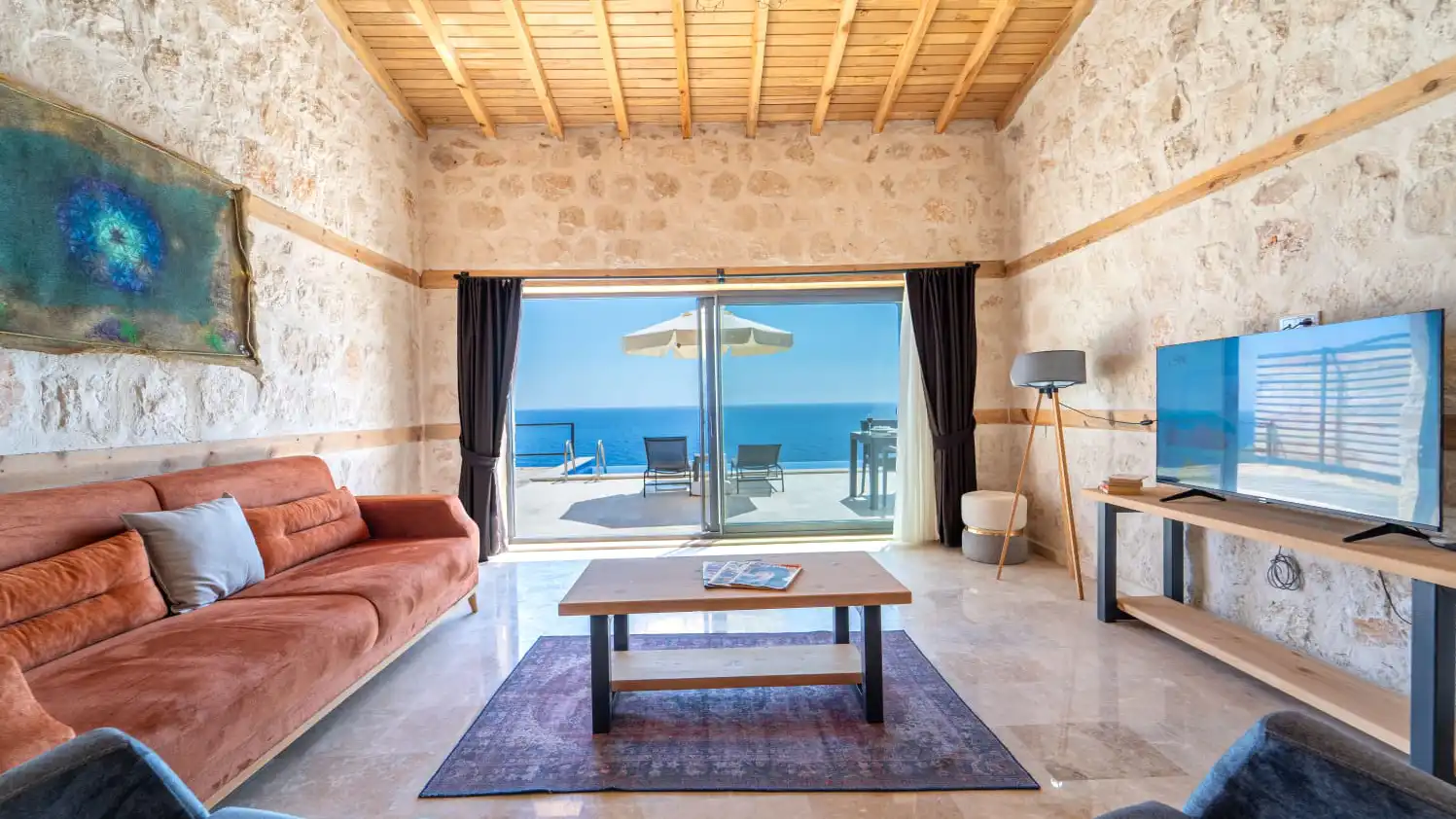 Seafront villa with private pool overlooking the Mediterranean at Patara